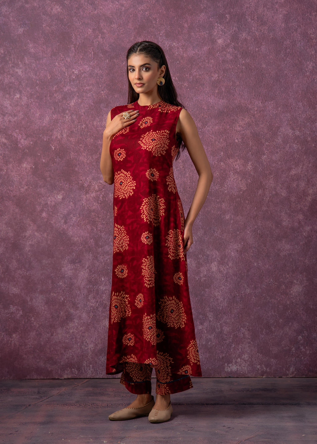 Juniper Women's Fuchsia Floral Printed Kurta With Pant Set - Distacart