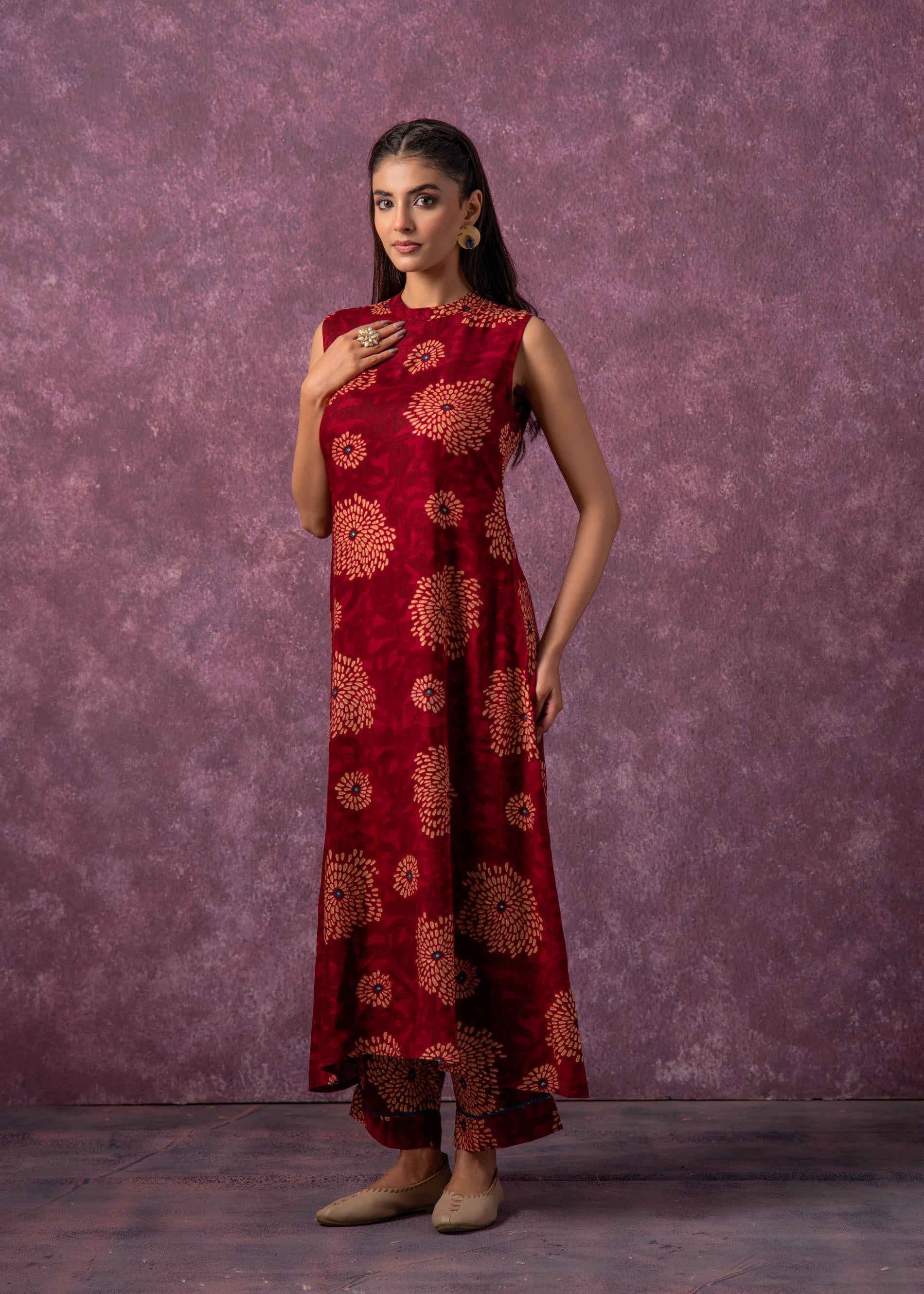Juniper Women's Fuchsia Floral Printed Kurta With Pant Set - Distacart