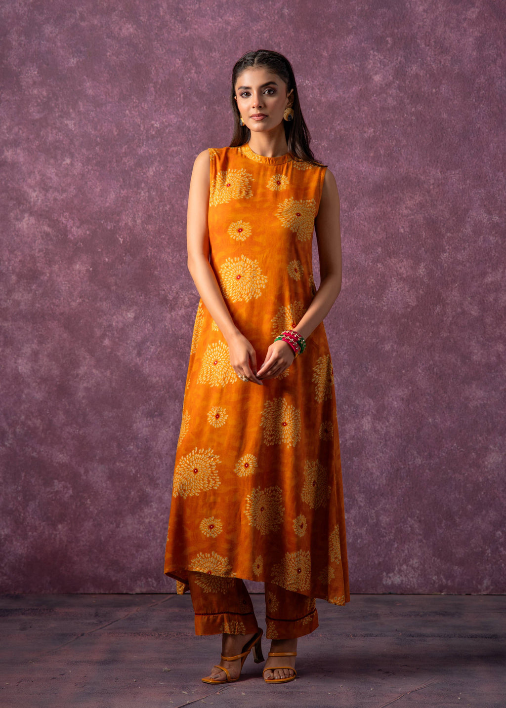 Juniper Women'S Mustard Floral Printed Kurta With Pant Set - Distacart