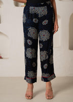 Juniper Women'S Navy Floral Printed Kurta With Pant Set - Distacart