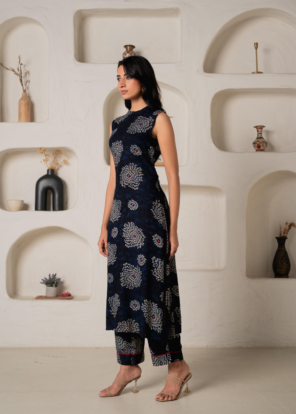 Juniper Women'S Navy Floral Printed Kurta With Pant Set - Distacart
