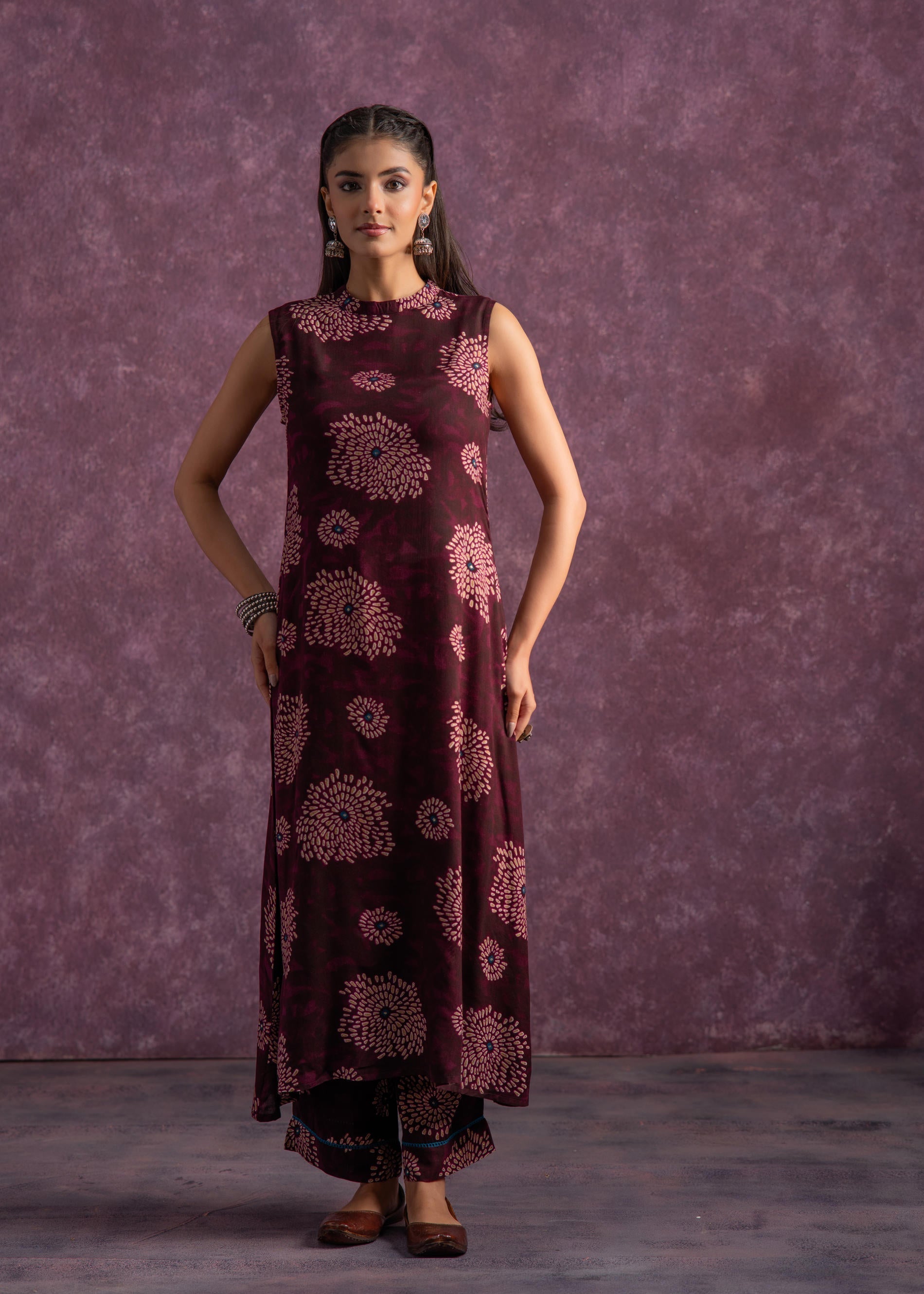 Juniper Women'S Purple Floral Printed Kurta With Pant Set - Distacart