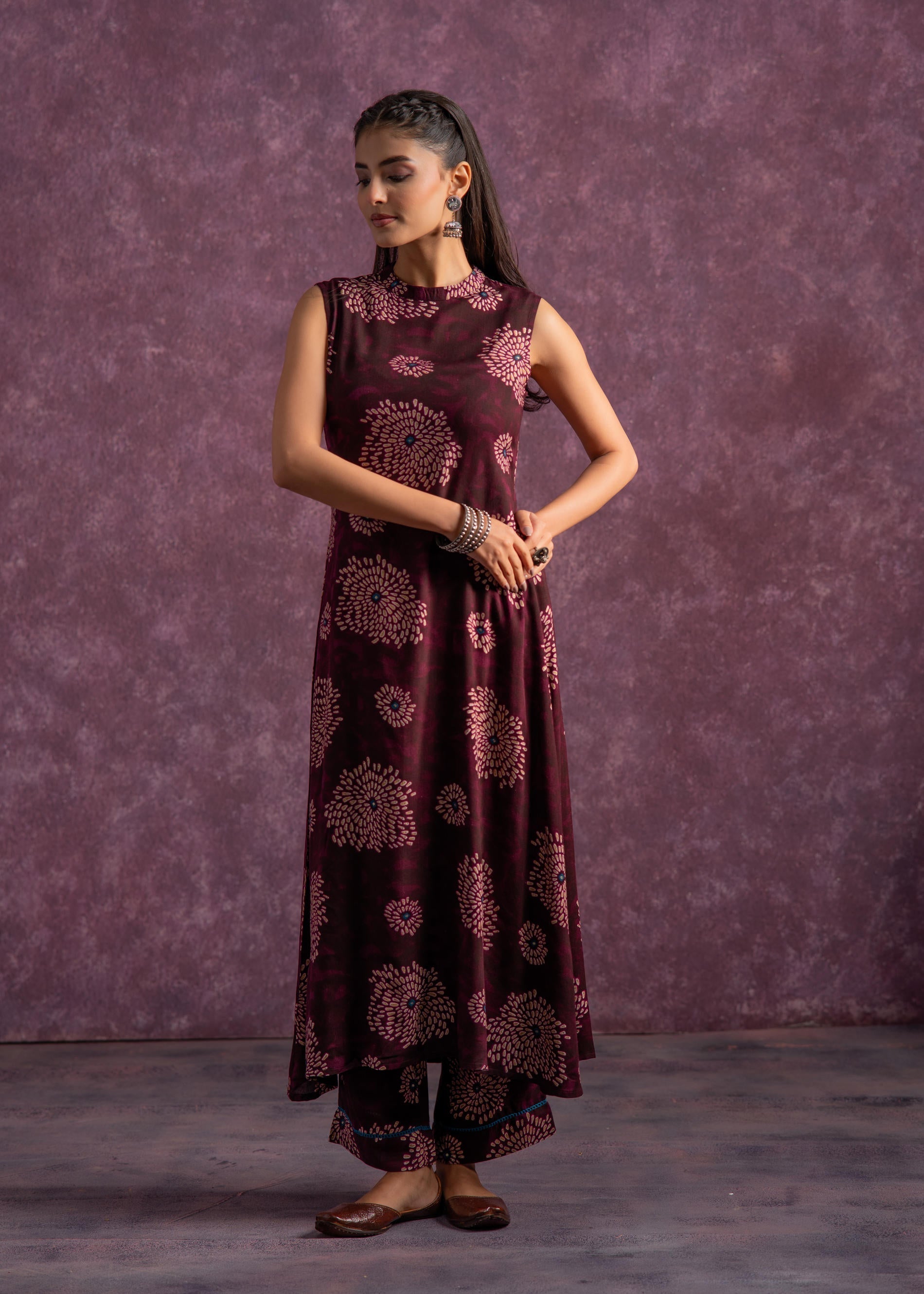 Juniper Women'S Purple Floral Printed Kurta With Pant Set - Distacart