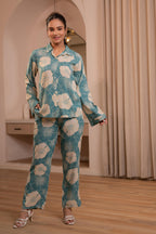 Juniper Women'S Mint Floral Printed Co-Ord Set With Button Details - Distacart