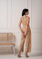 Juniper Multi Printed Abstract Viscose Jumpsuit With Belt - Distacart