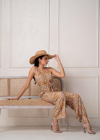 Juniper Multi Printed Abstract Viscose Jumpsuit With Belt - Distacart