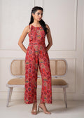 Juniper Rust Multi-Motif Bohemian Printed Sleeveless Jumpsuit - Distacart