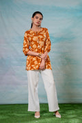 Juniper Mustard Floral Printed Viscose Tunic - Distacart