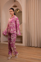 Juniper Purple Floral Printed Co-Ord Set With Button Details - Distacart