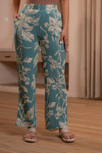Juniper Teal Floral Printed Co-Ord Set With Button Details - Distacart