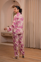 Juniper Purple Floral Printed Co-Ord Set With Button Details - Distacart