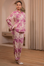 Juniper Purple Floral Printed Co-Ord Set With Button Details - Distacart
