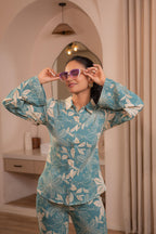 Juniper Mint Floral Printed Co-Ord Set With Button Details - Distacart