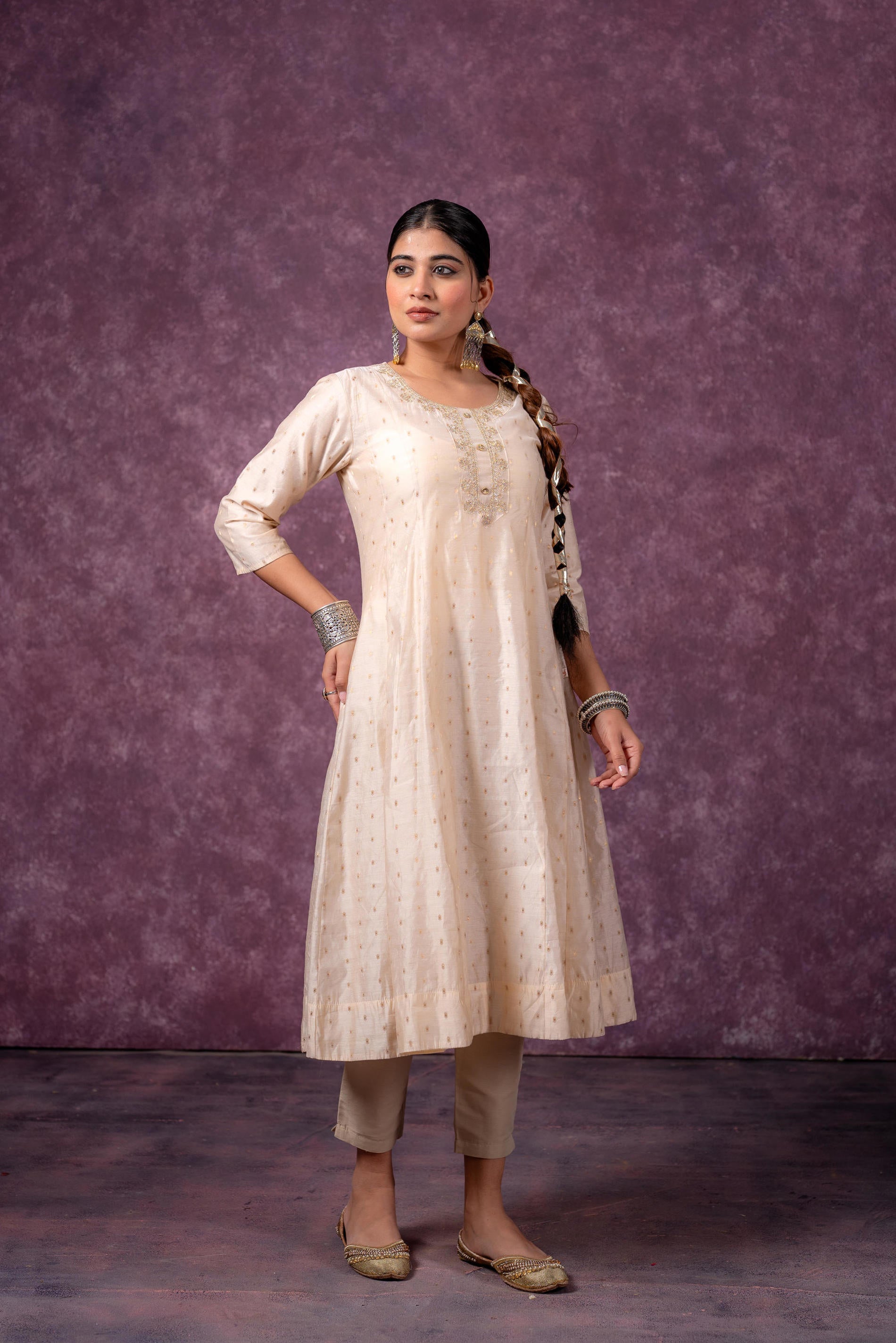 Juniper Ivory Noor A-Line Kurta - Distacart