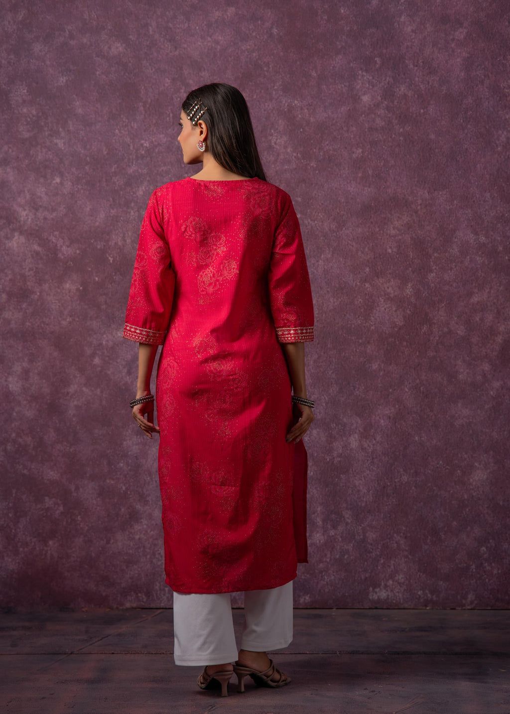 Juniper Rust Red Embroidered Straight Kurta - Distacart