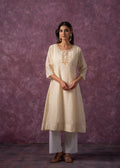 Juniper Ivory Glow Kurta Set With Subtle Zari Detailing - Distacart