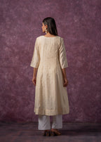 Juniper Ivory Glow Kurta Set With Subtle Zari Detailing - Distacart