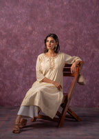 Juniper Ivory Glow Kurta Set With Subtle Zari Detailing - Distacart