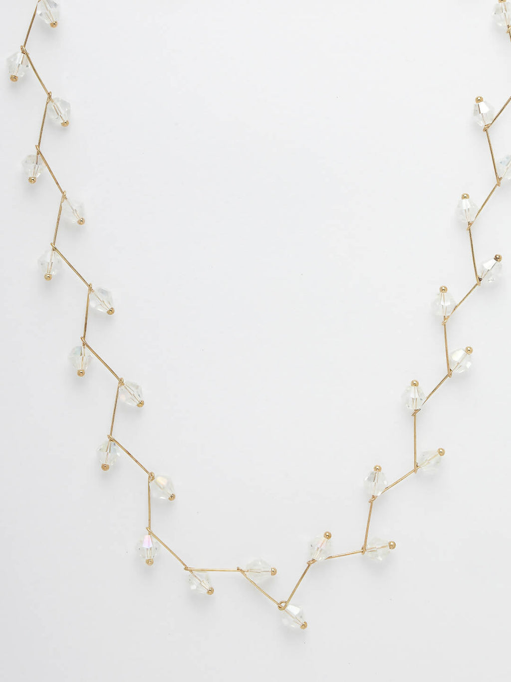 NVR Women's Gold-Polished Chain Transparent Beads Necklace