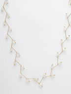 NVR Women's Gold-Polished Chain Transparent Beads Necklace
