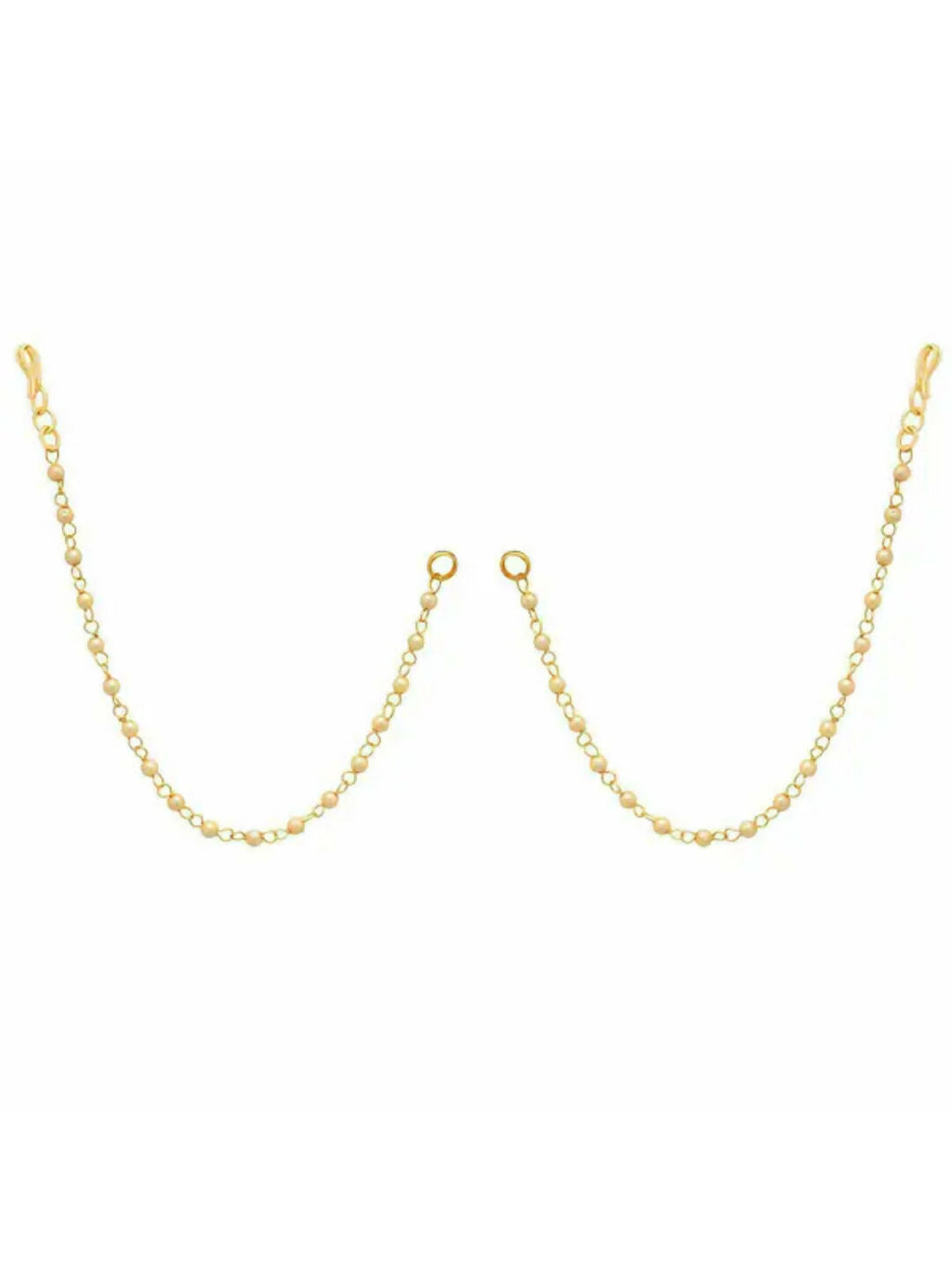 NVR Pearl Studded Classic Gold-Polished 1 Line Ear Chain Ear Cuff