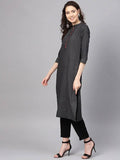 Myshka Women Black & White Striped Straight Kurta - Distacart