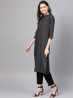 Myshka Women Black & White Striped Straight Kurta - Distacart