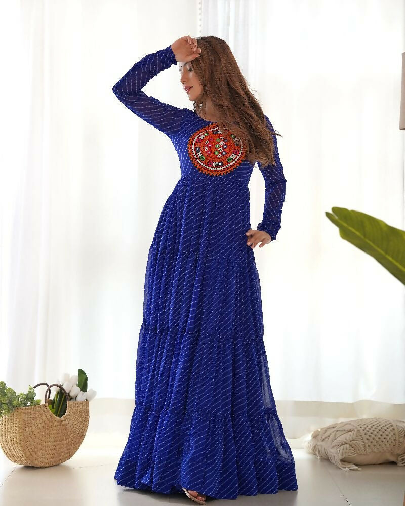 Joban Fashion Royal Blue Kurta Set Chanderi Sequence Embroidery Work - Distacart