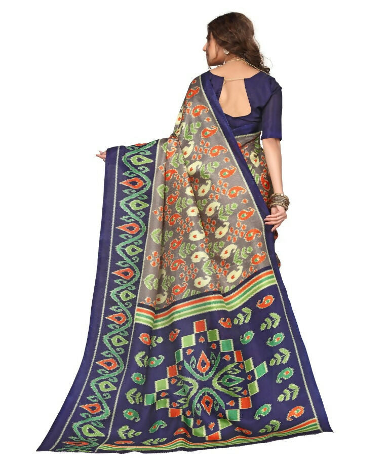 Vamika Navy Blue Printed Art Silk Saree