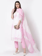 Myshka Pink Color Silk blend Embroidered Kurta With Pant Dupatta Set