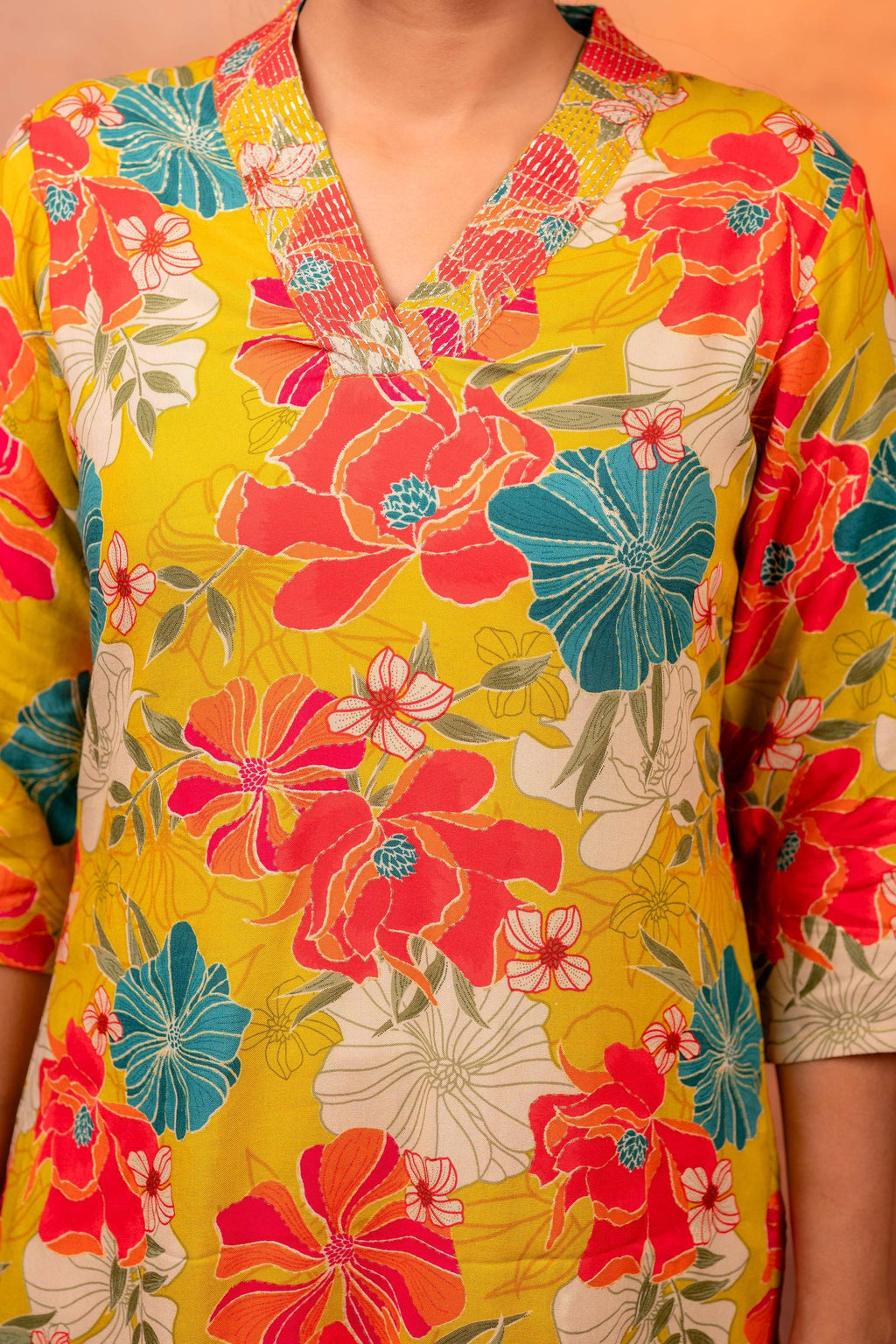Juniper Sunflora Bloom Printed Kurta Set - Distacart