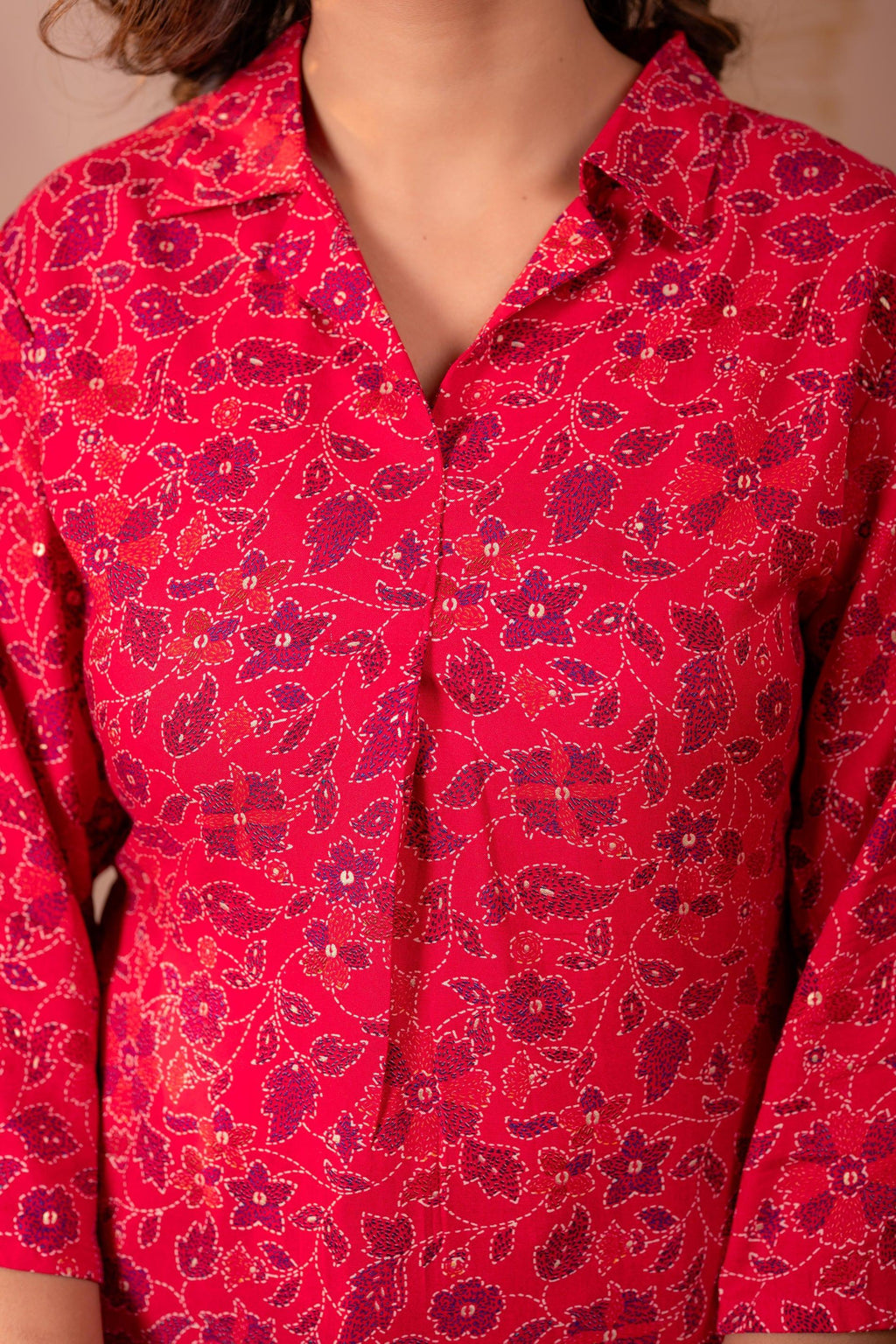 Juniper Fuchsia Floral Printed Straight Kurta - Distacart