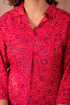 Juniper Fuchsia Floral Printed Straight Kurta - Distacart