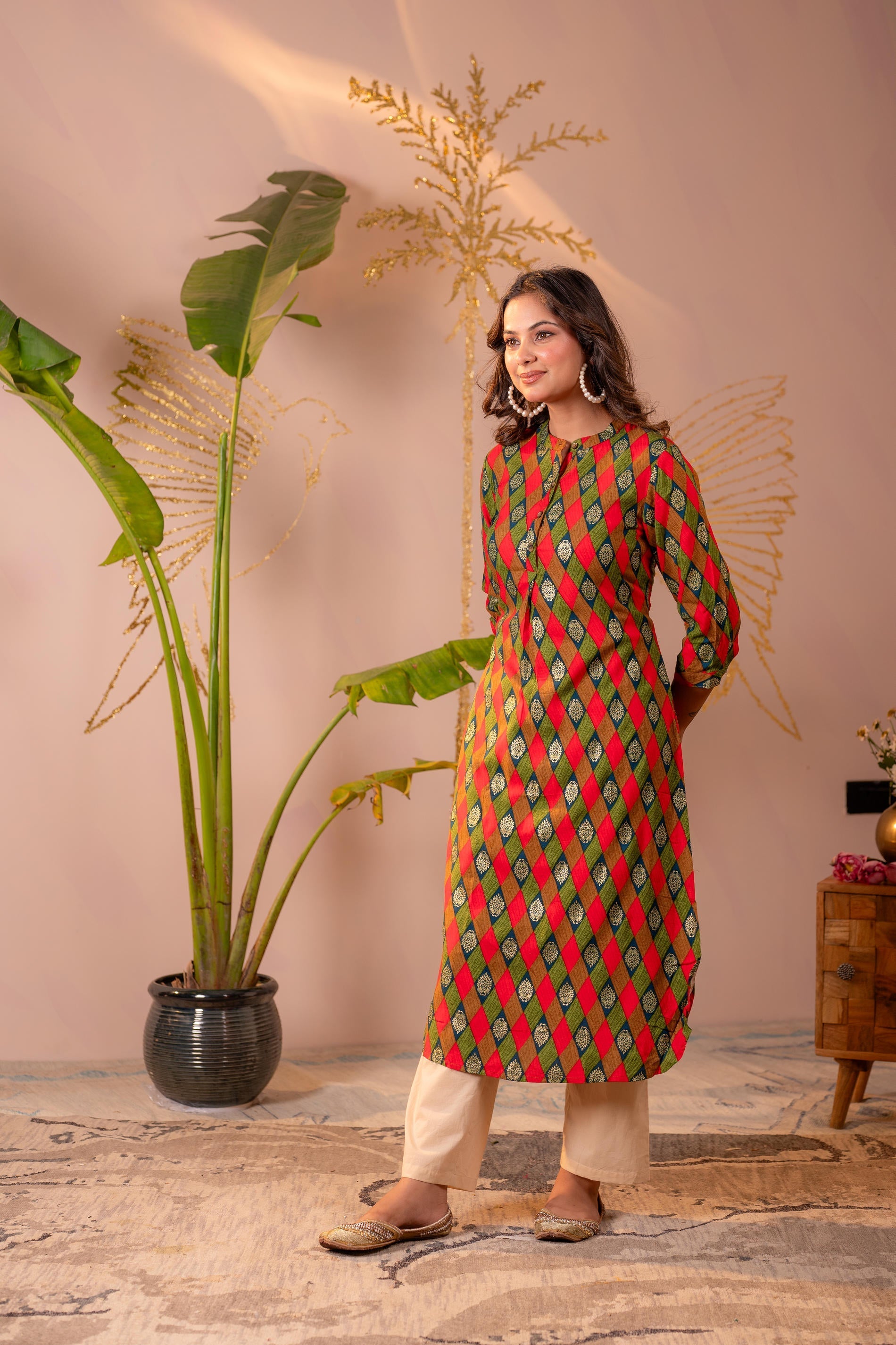 Juniper Geometric Printed Straight Kurta - Distacart