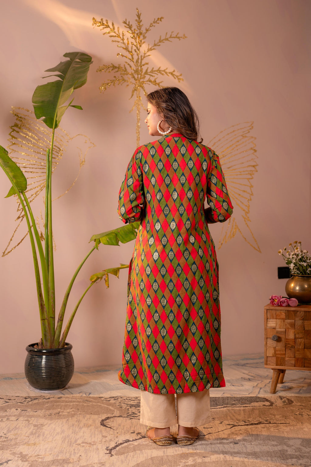 Juniper Geometric Printed Straight Kurta - Distacart