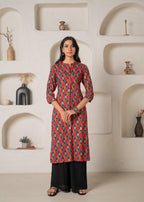 Juniper Geometric Printed Straight Kurta - Distacart