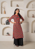 Juniper Geometric Printed Straight Kurta - Distacart