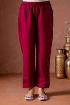 Juniper Cherry Embroidered Suit Set With Printed Floral Dupatta - Distacart