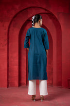 Juniper Teal Embroidered Kurta - Distacart