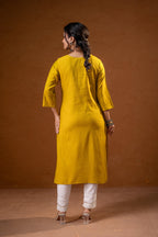 Juniper Mustard Tonal Sequin Embellished Straight Kurta Set - Distacart