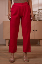 Juniper Fuchsia Solid Embroidered Straight Kurta Pant And Dupatta Set With Thread Work - Distacart