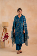 Juniper Indigo Solid Embroidered Straight Kurta Pant And Dupatta Set With Thread Work - Distacart