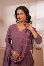 Juniper Plum Solid Embroidered Straight Kurta Pant And Dupatta Set With Thread Work - Distacart