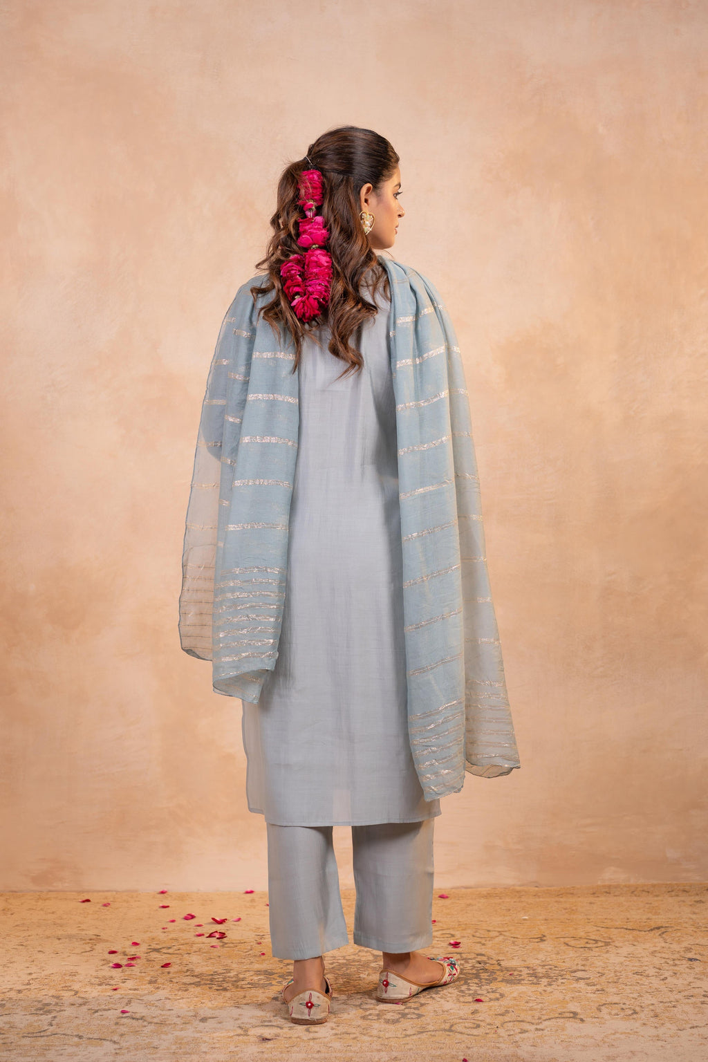 Juniper Grey Serenity Embroidered Suit Set - Distacart