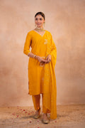 Juniper Mustard Serenity Embroidered Suit Set - Distacart