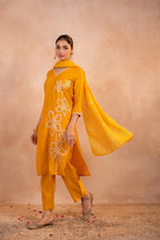 Juniper Mustard Serenity Embroidered Suit Set - Distacart