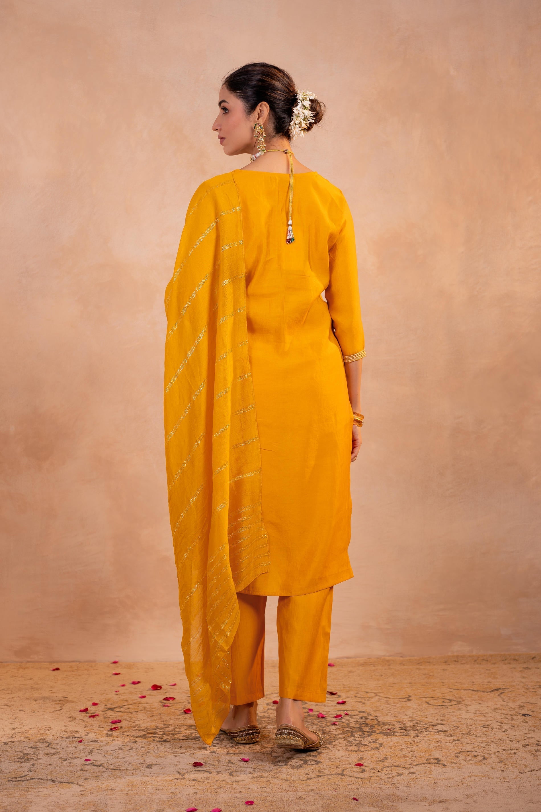 Juniper Mustard Serenity Embroidered Suit Set - Distacart