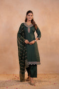 Juniper Bottle Green Serenity Embroidered Suit Set - Distacart