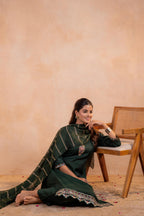 Juniper Bottle Green Serenity Embroidered Suit Set - Distacart
