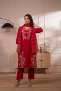 Juniper Maroon Solid Embroidered Straight Kurta Pant And Dupatta Set With Thread Work - Distacart